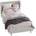 Modern Children's Bed With Soft Bedding Decorative Pillows And Cozy Design