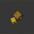 Minecraft Style Yellow Character Next To Open Treasure Chest With Gold Blocks
