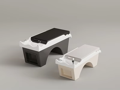 Modern Two Colored Bench Seats With Arched Bases And Flat Tops 3d model