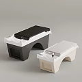 Modern Two Colored Bench Seats With Arched Bases And Flat Tops 3d model