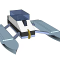 Dual Hull Catamaran Model With Blue Top Structure And Yellow Component