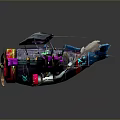 Futuristic Cosmic Aerospace Spaceship Model With Colorful Mechanical Wings And Blue Purple Accents