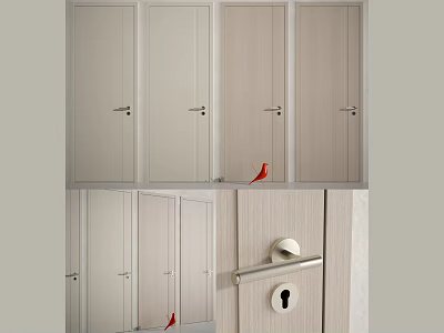 Modern Light Colored Swing Doors With Sleek Metal Handles For Contemporary Interior 3d model