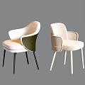 Modern Upholstered Dining Chairs With Armrests And Contrasting Legs 3d model