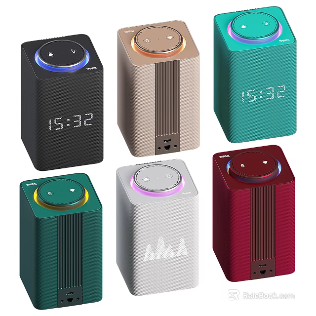 Multicolor Portable Speakers With Time Display And Modern Compact Design 3d model 