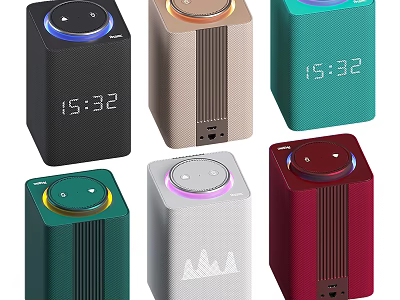 Multicolor Portable Speakers With Time Display And Modern Compact Design 3d model