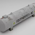 Grey Liquid Nitrogen LN2 Storage Tank With Warning Signs And Stand