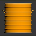 Golden Metal Bucket With Handles Shiny Surface Layered Design Household Item