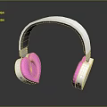 Stylish Pink White Headphones With Heart Shaped Ear Cups For Audio Listening Experience