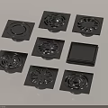Black Floor Drain Covers With Different Shapes And Grid Patterns For Home Use 3d model