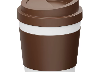 Hot Beverage in Brown Paper Cup with Lid and Insulated Sleeve 3d model