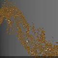 Floating Gold Triangular Fragments Forming Curved Trajectory On Light Gray Background 3d model