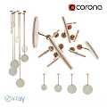 Modern Wooden Chandeliers With Circular Discs And Copper Accents For Interior Design