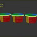 Danone Yogurt Cups With Red Lids White Bodies Different Flavors And Reflections On Dark Background