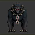 Fierce Mythical Creature With Armored Collar Chain Sharp Fangs And Claws 3d model