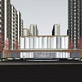 Modern Urban Building Complex With Glass Facades And Mixed Rise Structures