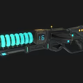 Futuristic Sci Fi Weapon With Glowing Blue Elements And Digital