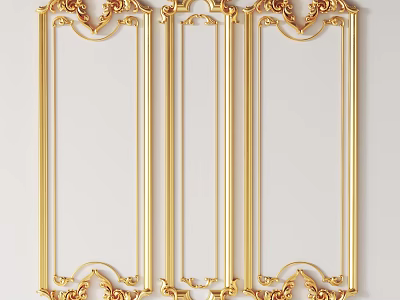 Ornate Curved Lines On Golden Decorative Frames For Elegant Wall Decor 3d model