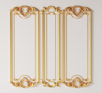 European-style line classical gold-plated carved wall plaster line mold 3d model