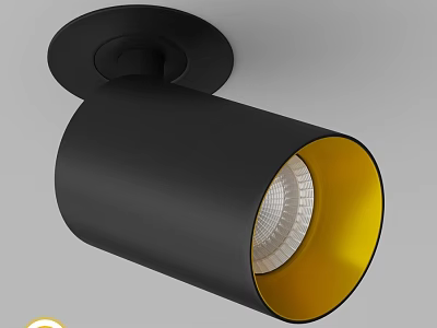 Black And Yellow Cylindrical Downlight Spotlight For Modern Ceiling Mounted Lighting 3d model