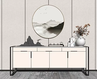 New Chinese Style Entrance Cabinet Entrance Cabinet Sideboard Decoration Vase 3d model