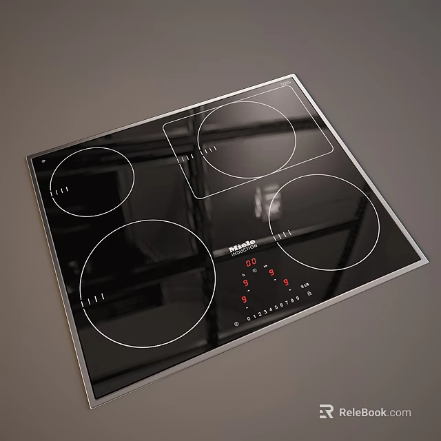 DARCO Electric Cooktop Kitchen Appliance With Glass Surface And Control Buttons 3d model 