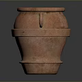 Hand Carved Terracotta Jar Sculpture With Intricate Patterns And Ear Handles