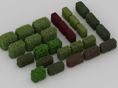 Colorful Trimmed Shrubs in Various Shapes for Garden Landscape Design Elements 3d model