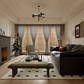 Cozy Vintage Style Living Room With Black Leather Sofa And Exquisite Wall Art Decorations