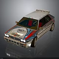 Martini Racing Themed Race Car With Blue Red Stripes And Sponsor Logos