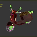 Gray Scooter With Brown Leather Seat And Retro Design Mirrors Shiny Finish