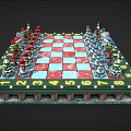 Colorful Christmas Themed Chess Set With Decorative Pieces And Holiday Design