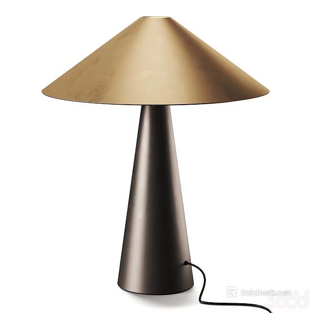 Stylish Modern Table Lamp Featuring Conical Metal Base And Beige Shade For Home Decor 3d model 
