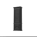 Modern Black Wine Cabinet With Glass Doors Circular Decorations And Storage Space