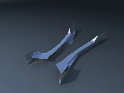 Sleek Passenger Airplane Aerodynamic Components With Silver Metallic Finish And Reflective Surface 3d model