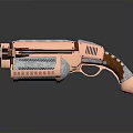 Steampunk Style Unique Weapon With Copper Body Wooden Handle And Intricate Mechanical Details