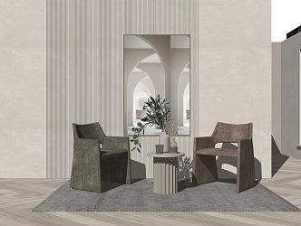 Modern leisure table and chair combination leisure chair 3d model