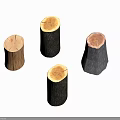 Three Tree Stumps With Different Wood Textures And Natural Cross Sections 3d model
