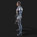 Man In Blue And Silver Armor 3D Character Model With Detailed Design
