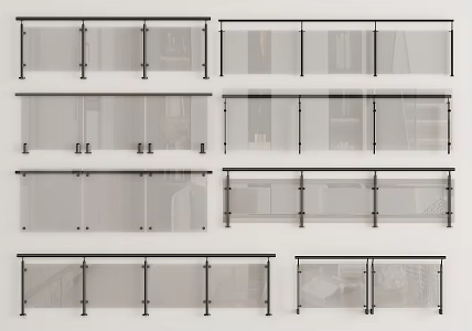 Modern Fence Guardrail Glass Guardrail Glass Guardrail Balcony Guardrail 3d model