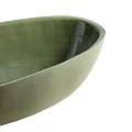 Green Oval Bathtub With Smooth Glossy Surface And Simple Design