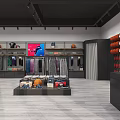 Modern Clothing Store Interior With Fashion Apparel Display Racks And Merchandise Shelves
