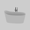 Modern Freestanding Bathtub With Sleek White Design And Black Faucet In Minimalist Style