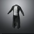 3D Model of Casual Outfit With Gray Cardigan Robe White T-shirt and Black Pants
