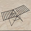 Black Foldable Clothes Drying Rack Placed On Marble Floor Surface 3d model