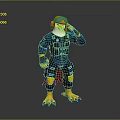 3D Eagle Character In Blue Combat Suit With Headphones Goggles And Yellow Claws