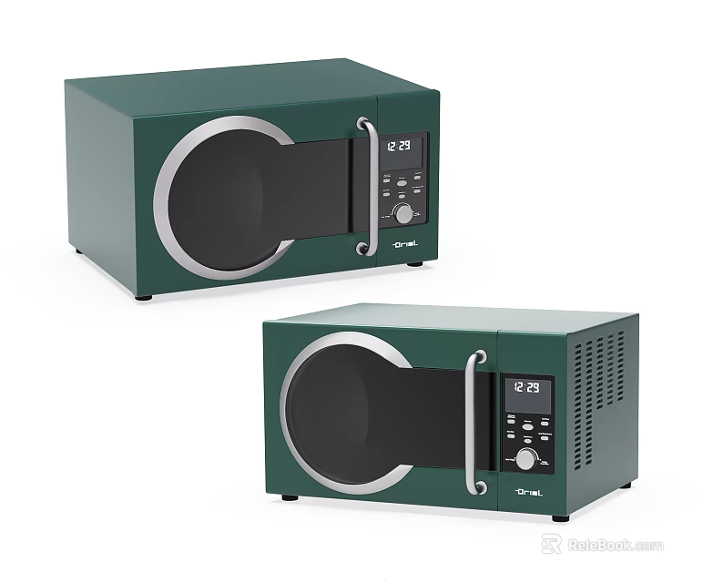 Green Modern Kitchen Appliances Microwaves With Sleek Design And Control Panel 3d model 