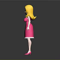 Blonde Haired 3D Game Movie Character In Pink Dress With White Trim And Pink Shoes