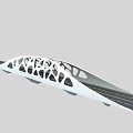 Modern Abstract Bridge Design With White Arch Structure And Road Lane Lines 3d model