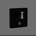 Modern Black Square Wall Lamp With Cone Shaped Shade And Round Knob